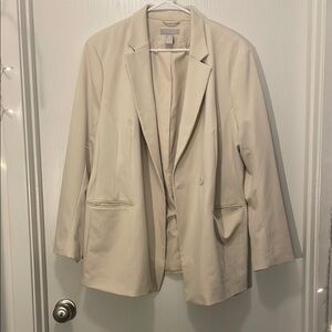 H&M Cream Blazer Relaxed Fit Lightweight